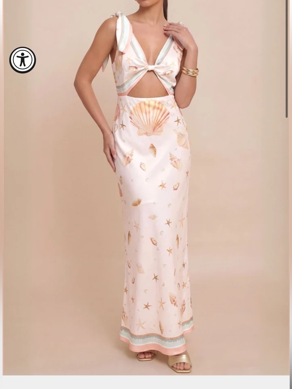 Luxxel Seashell Print Maxi Skirt in Blush and Gold